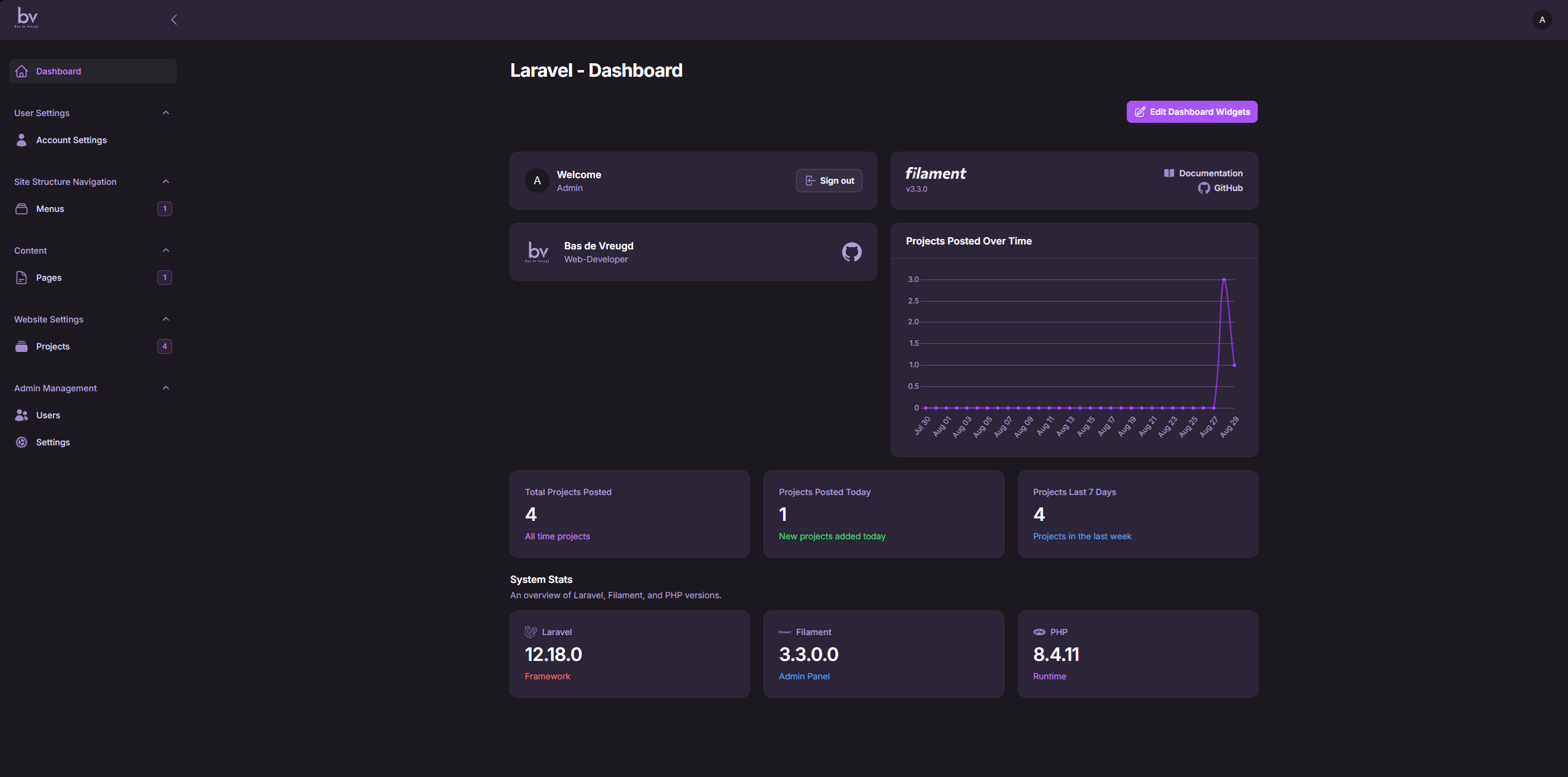 Laravel Filament Portfolio